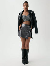 Luminelle Casual, Commute, Elegant, Slit, Decorative Metal Buttons, Leather Pants Skirt, Ladies Leather Shorts